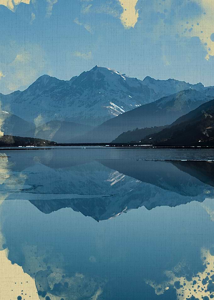Watercolor snowy mountain