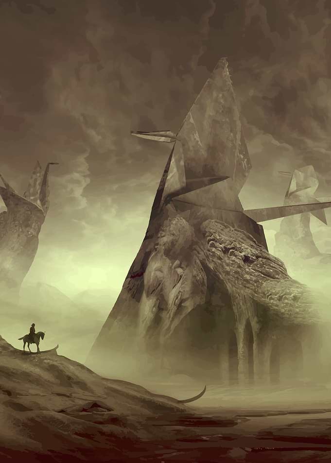 Origami rocks landscape