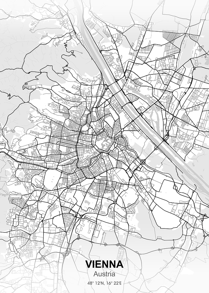 vienna city map white