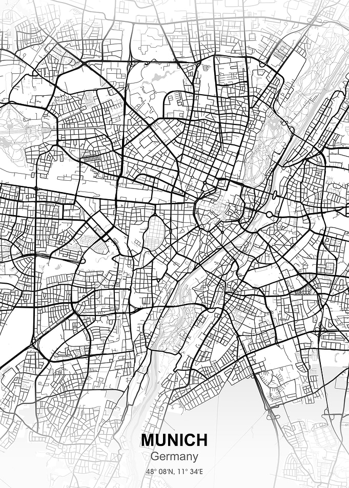 munich city map white