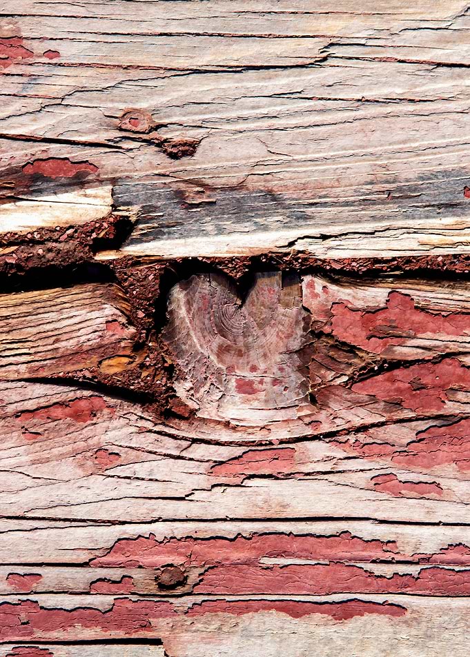 Wooden Knot And Red Paint