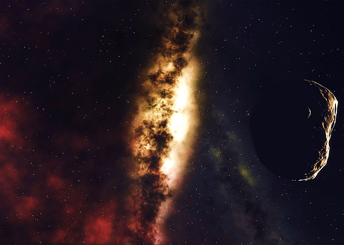 Asteroid and nebula