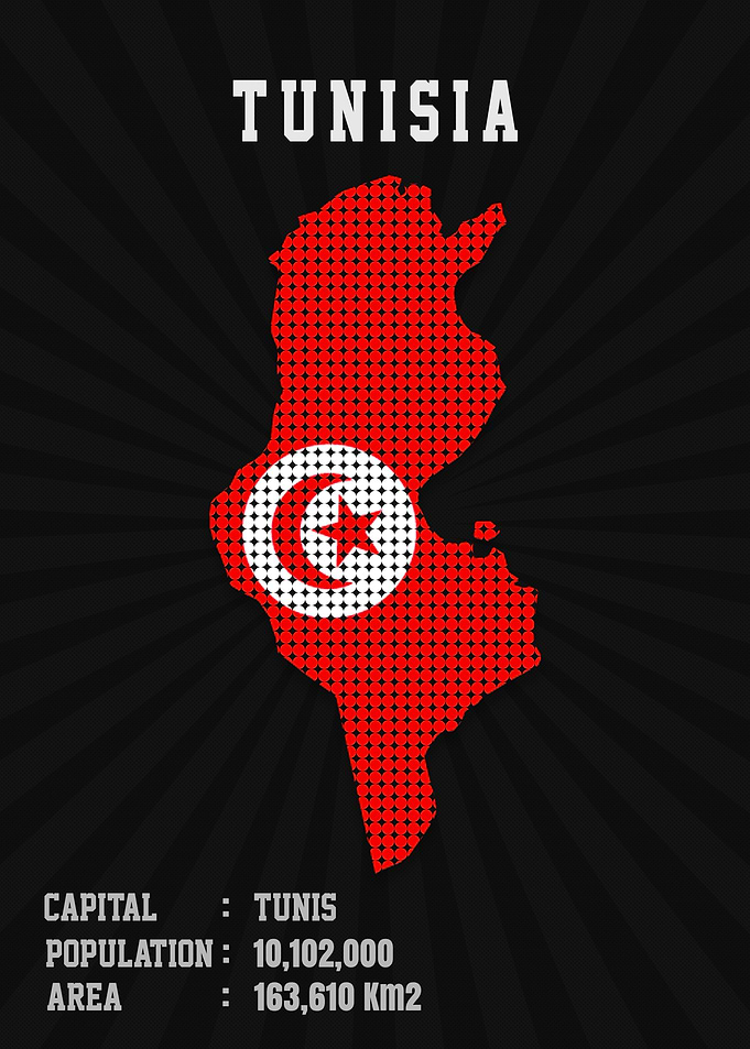Tunisia Flag Map
