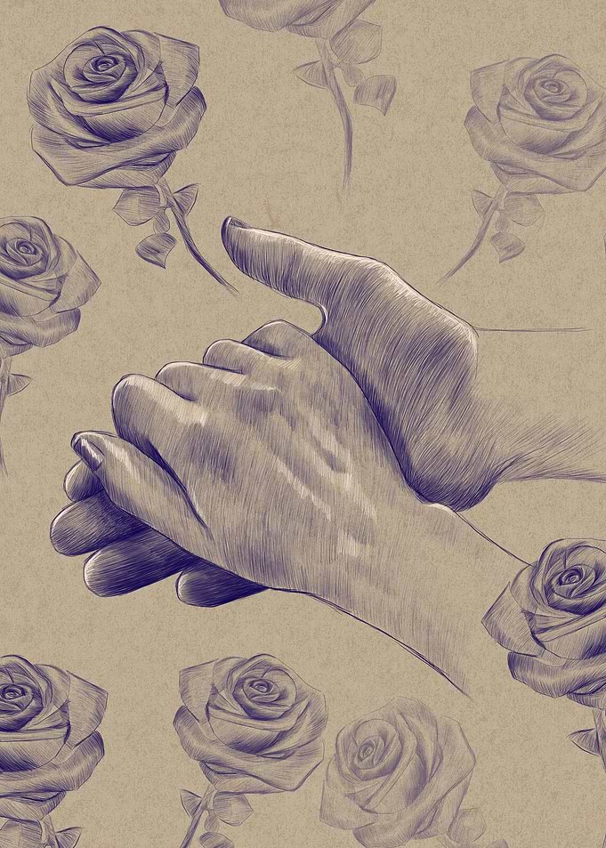Couple holding hands