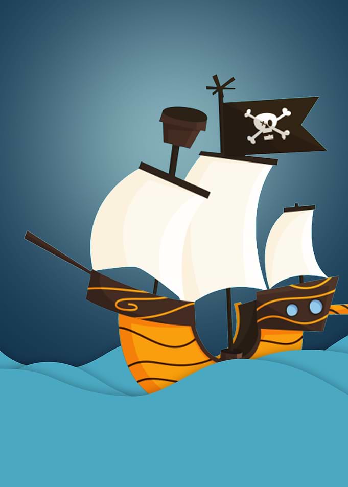 Pirates Ship at the Sea