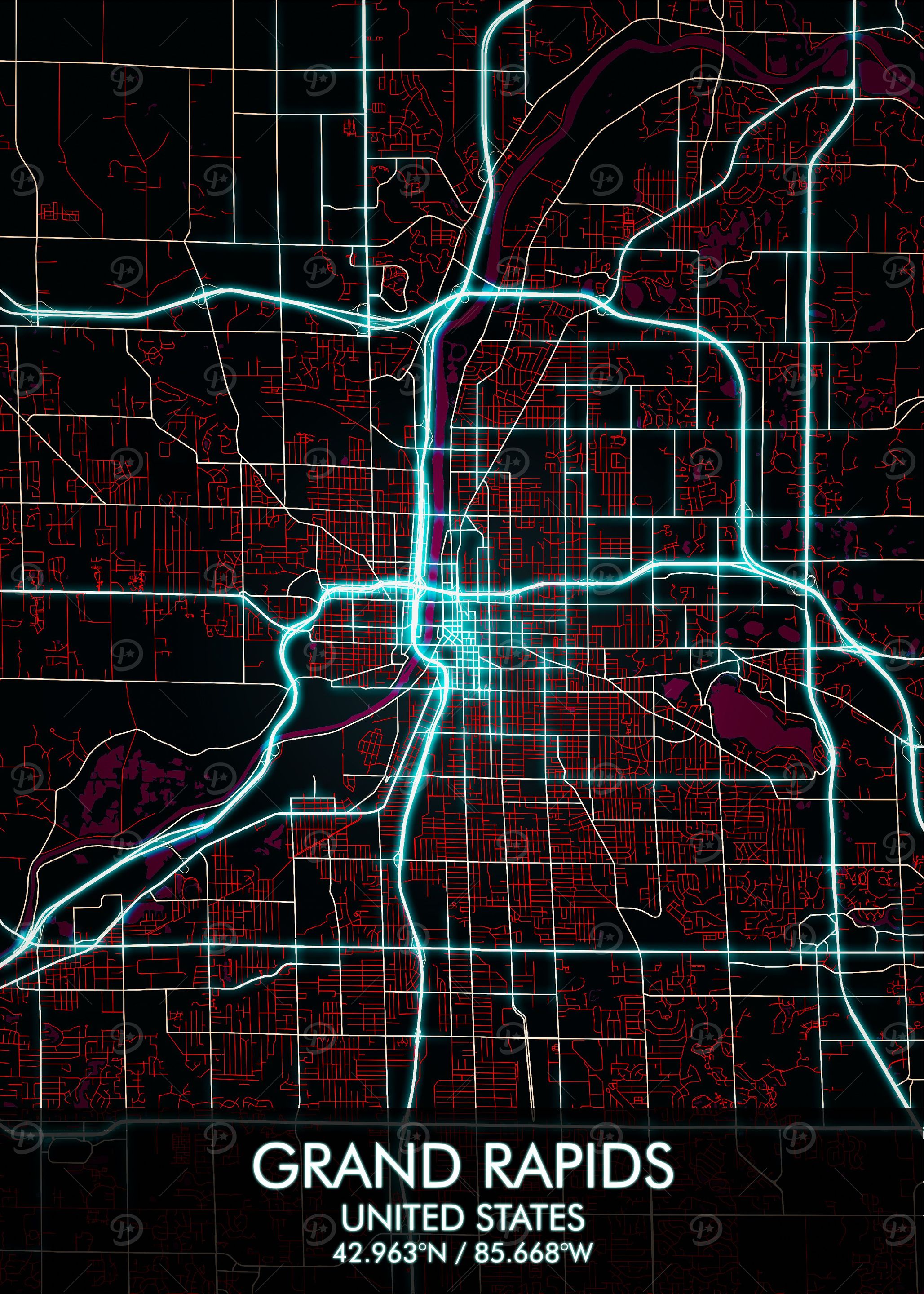 Grand Rapids US City Map