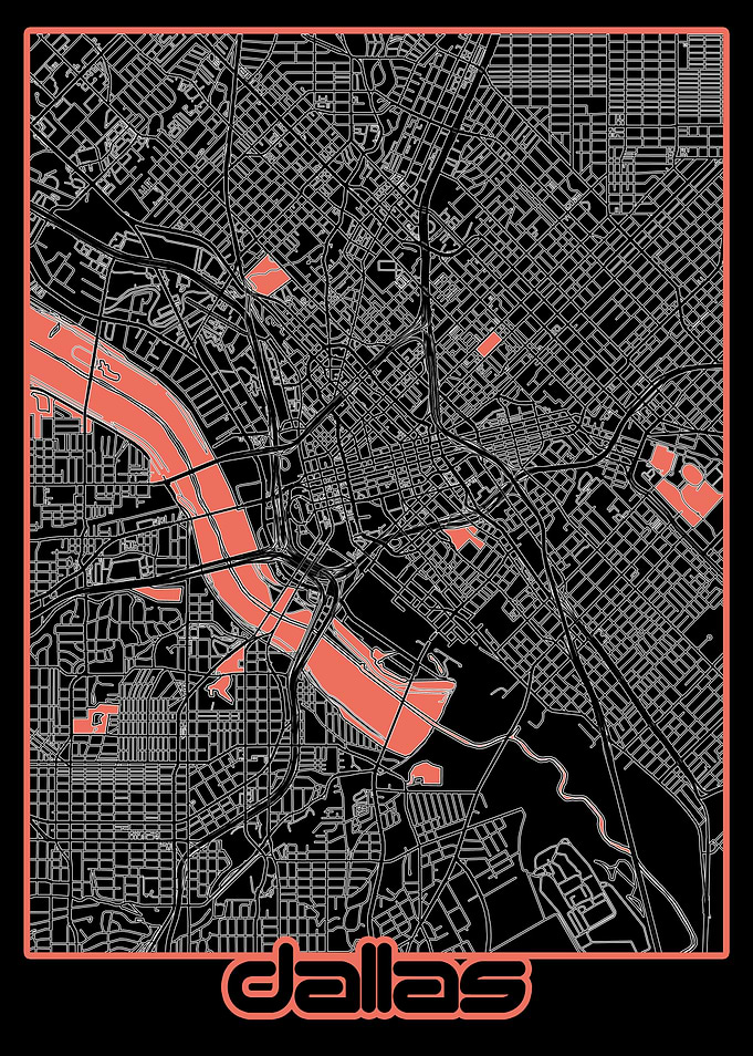 dallas map black