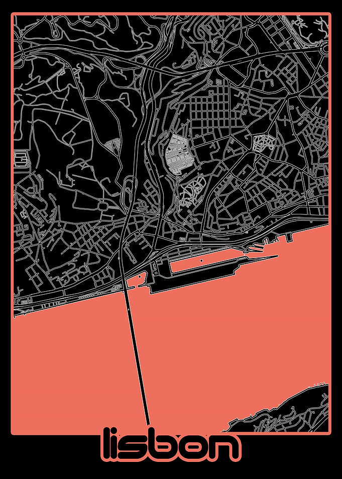 lisbon map black