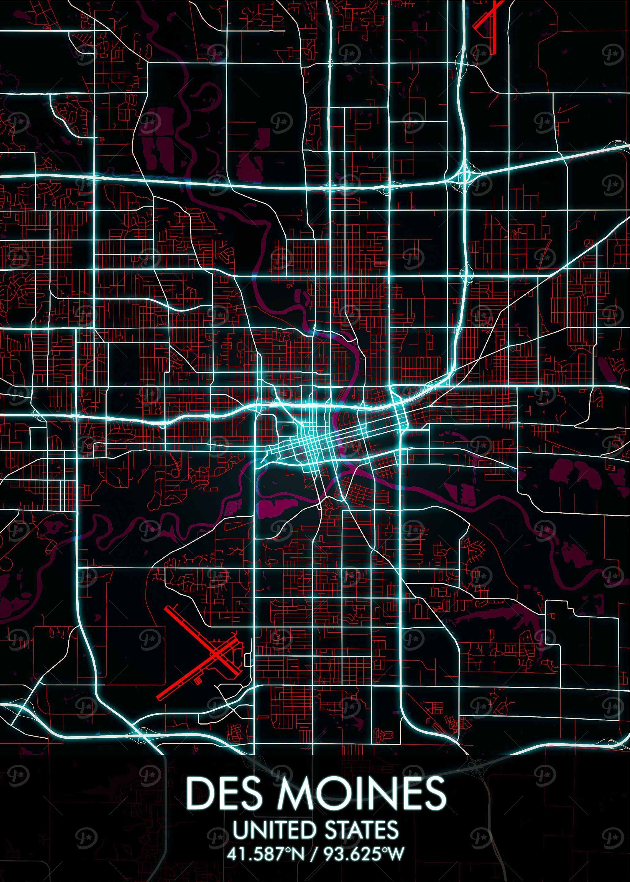 Des Moines Iowa Map