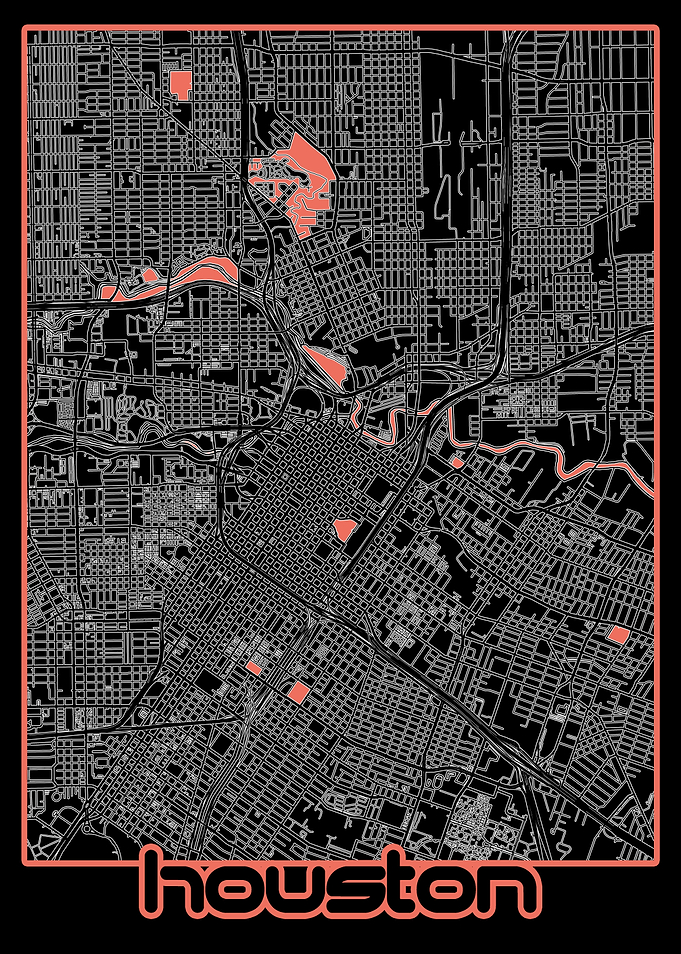 houston map black
