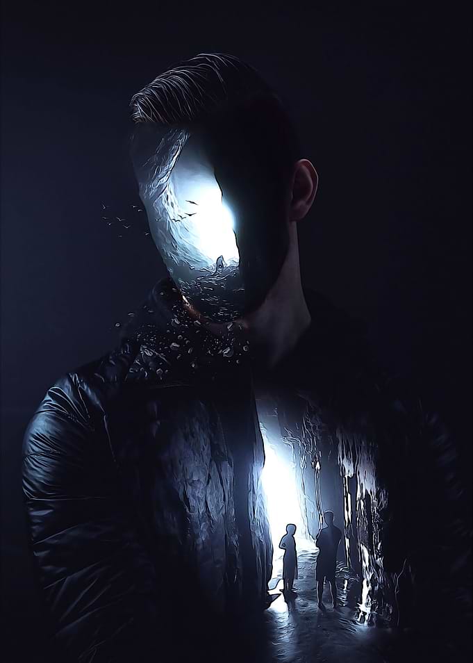 Man double exposure