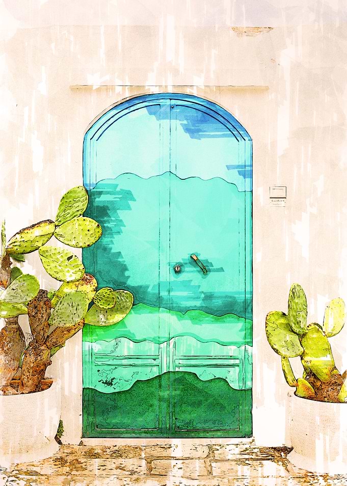 Wavy Summery Blue Door