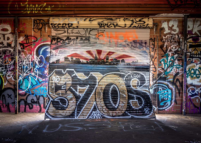 Graffiti covers rollerdoor