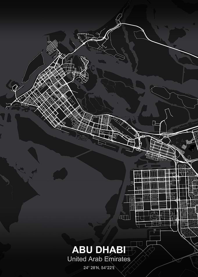 ABU DHABI city map black