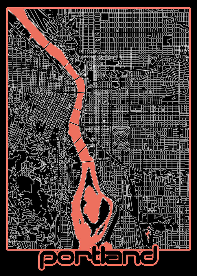 portland map black