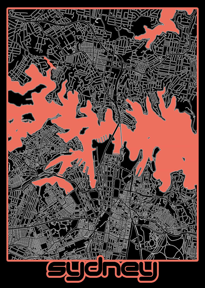 sydney map black