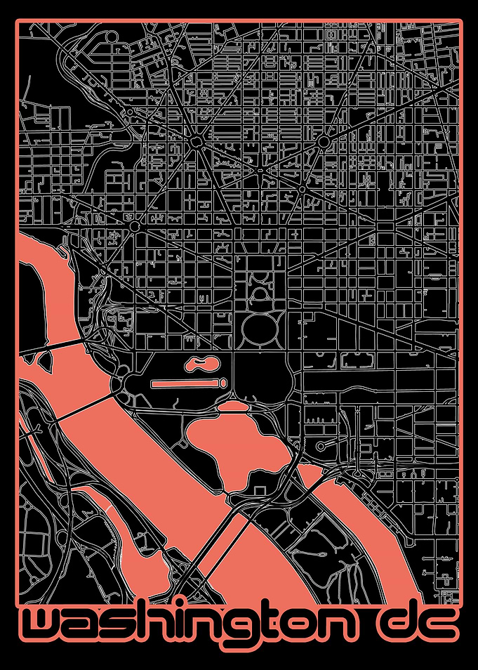 washington dc map black
