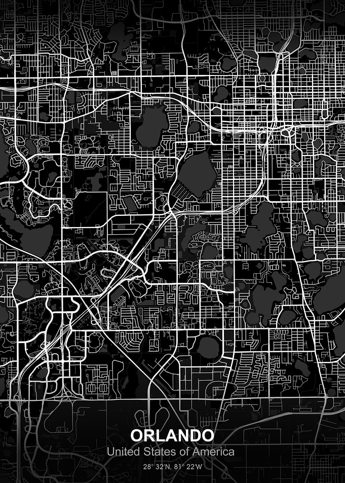 orlando city map black