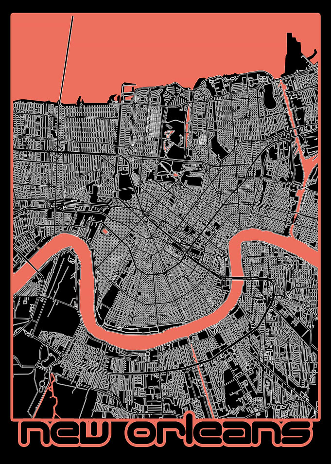 new orleans map black