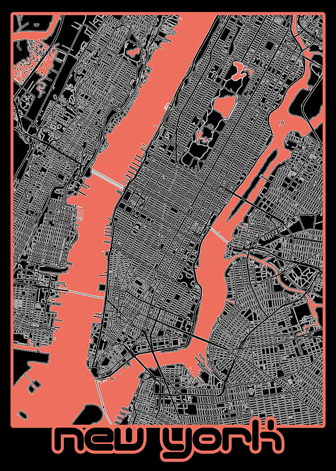 new york map black