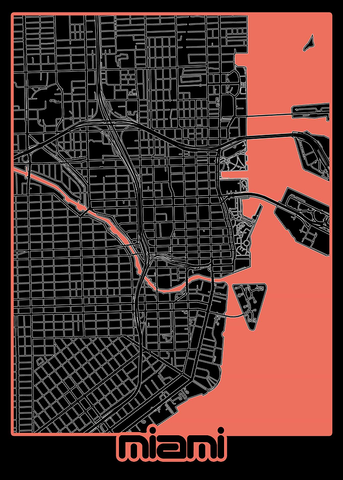 miami map black