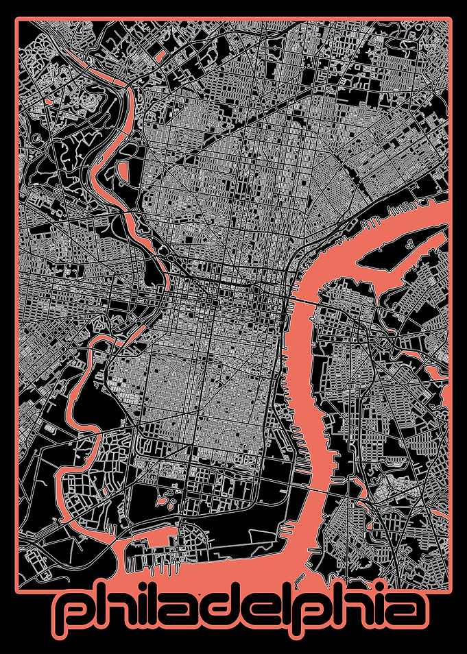 philadelphia map black
