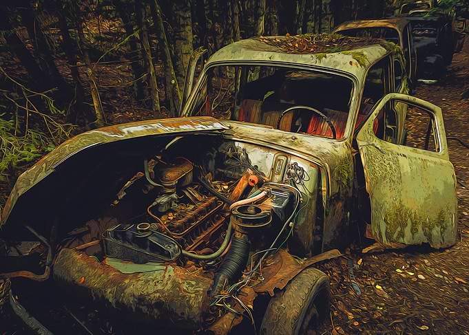Oldtimer with lost engine