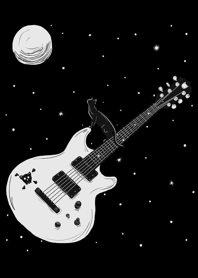 Guitar and Cat