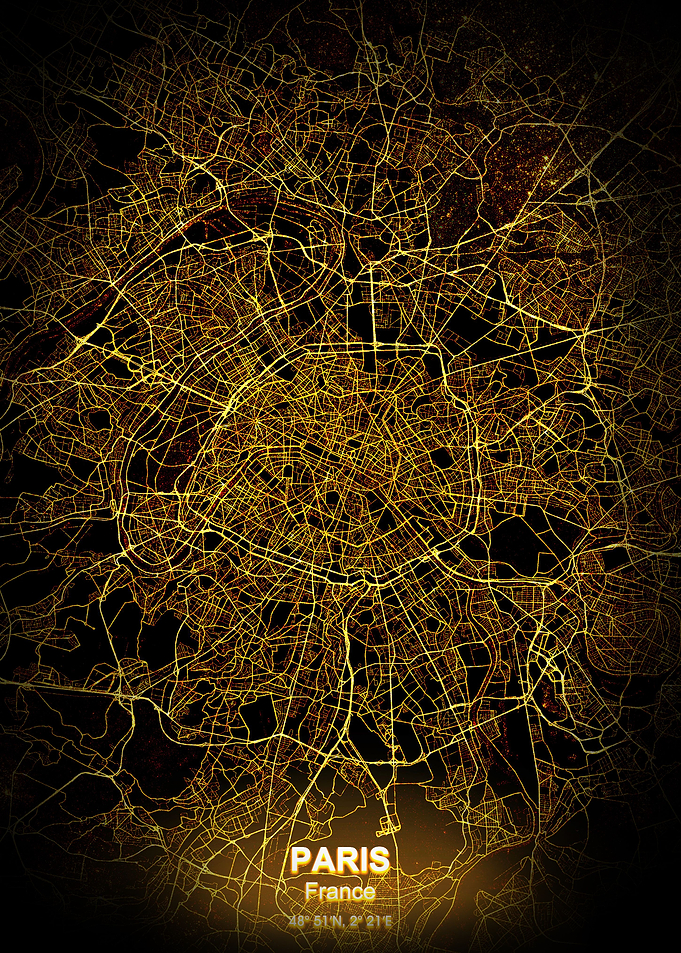 paris city night map