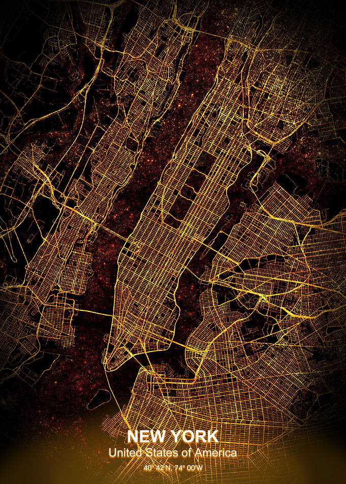new york city night map