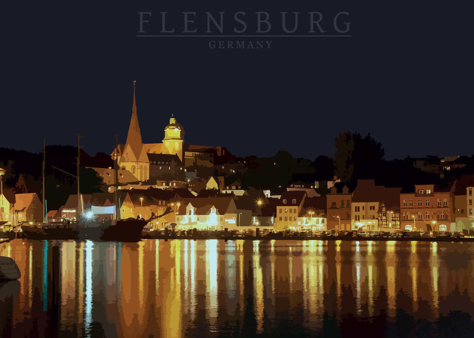 Flensburg night panoramic