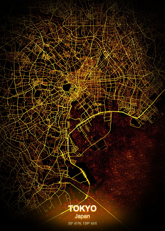tokyo city night map