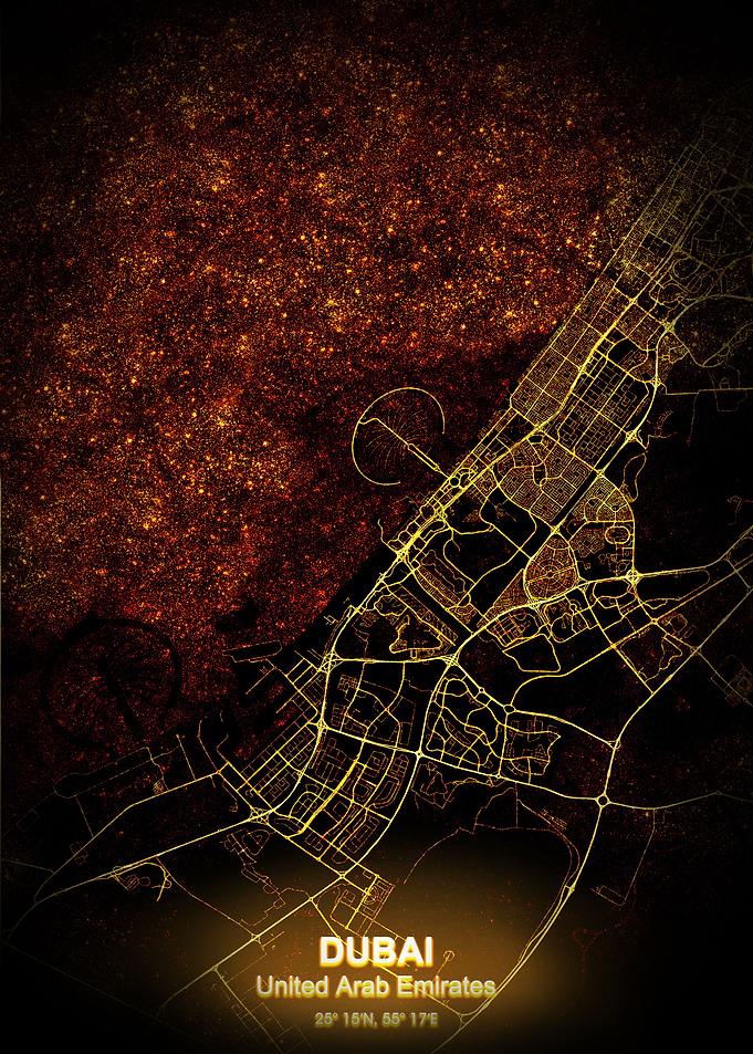 dubai city night map