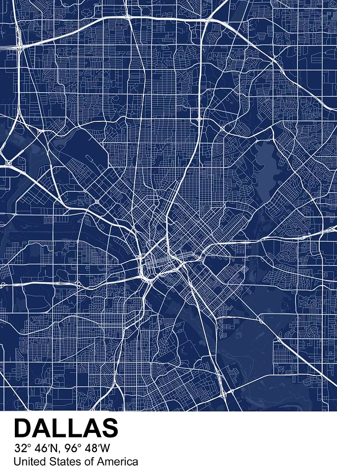 dallas color city map