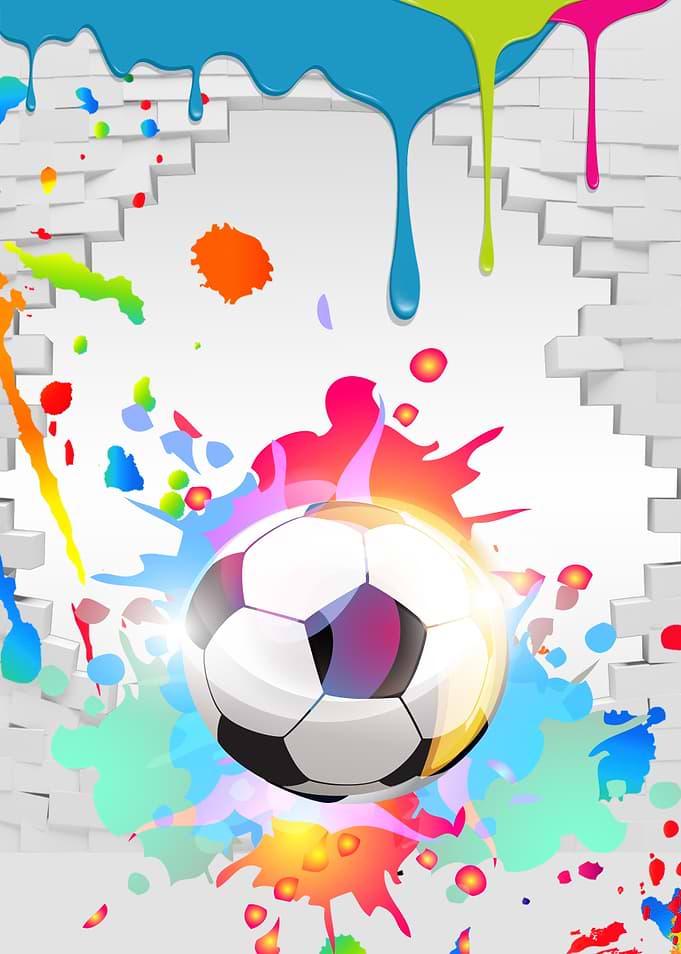 Colorful Football on Wall