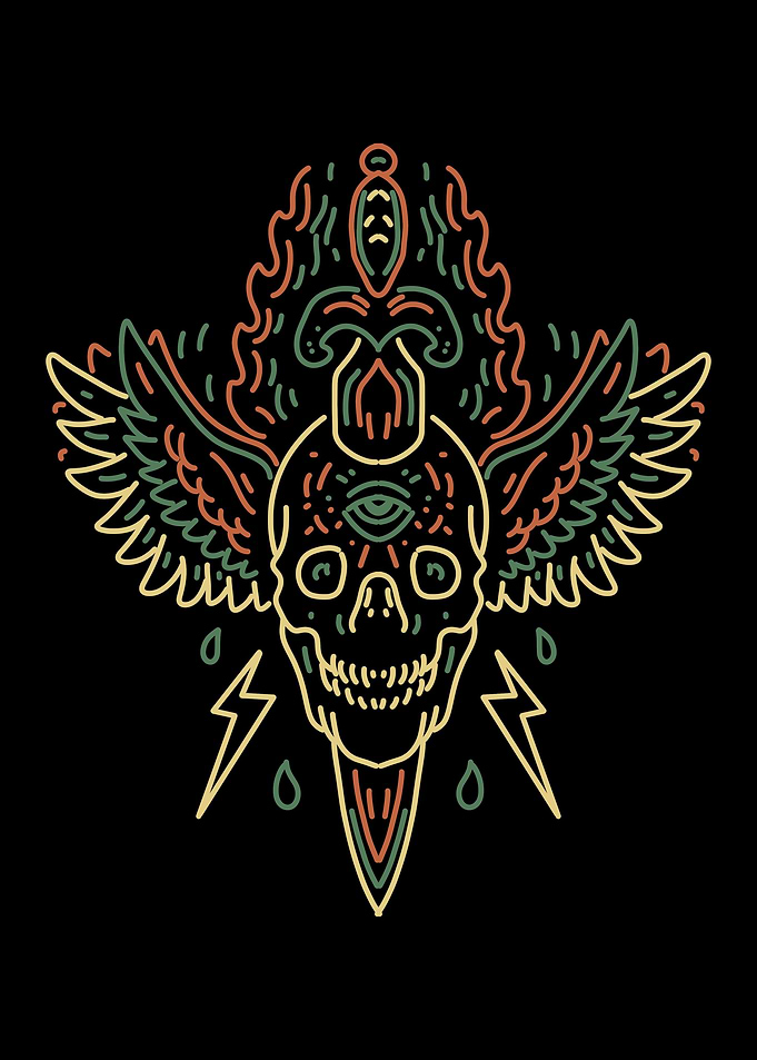 winged skull