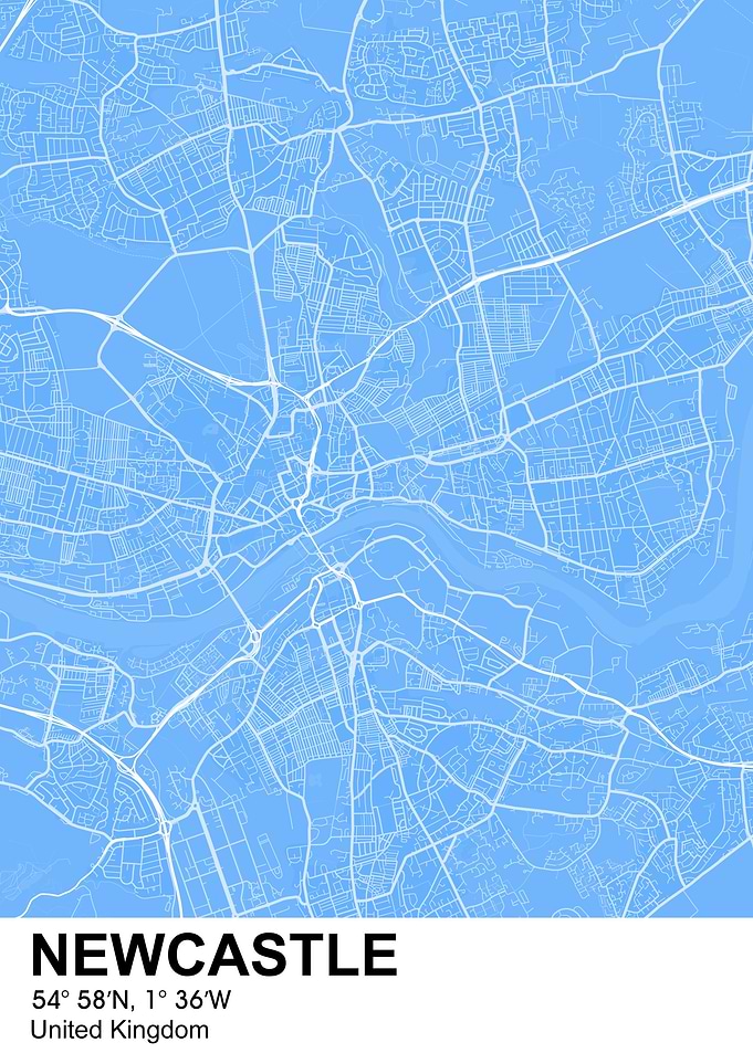 newcastle color city map