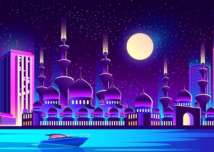 Synthwave Neon City Dubai
