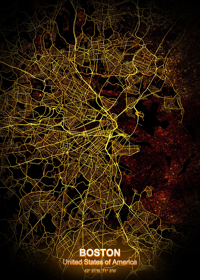 boston night map