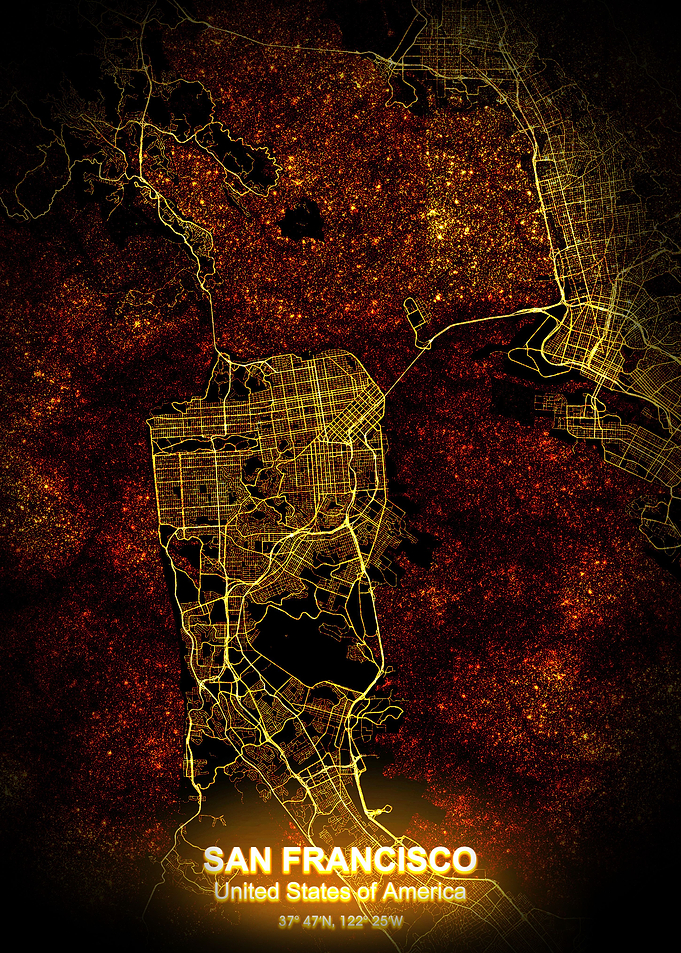 san francisco night map