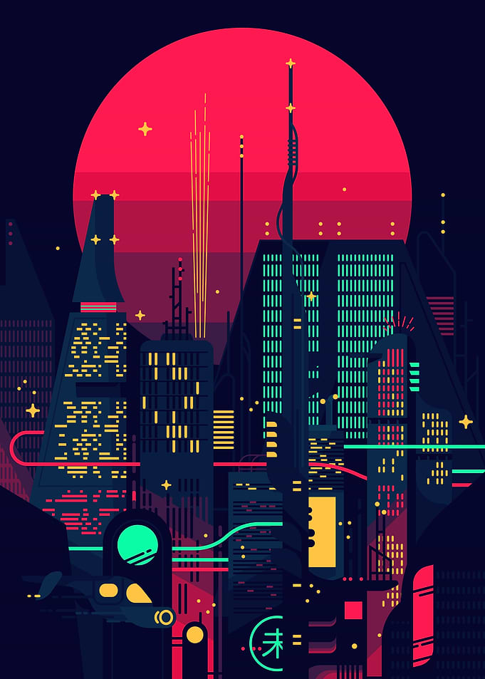 Synthwave Neon City Tokio