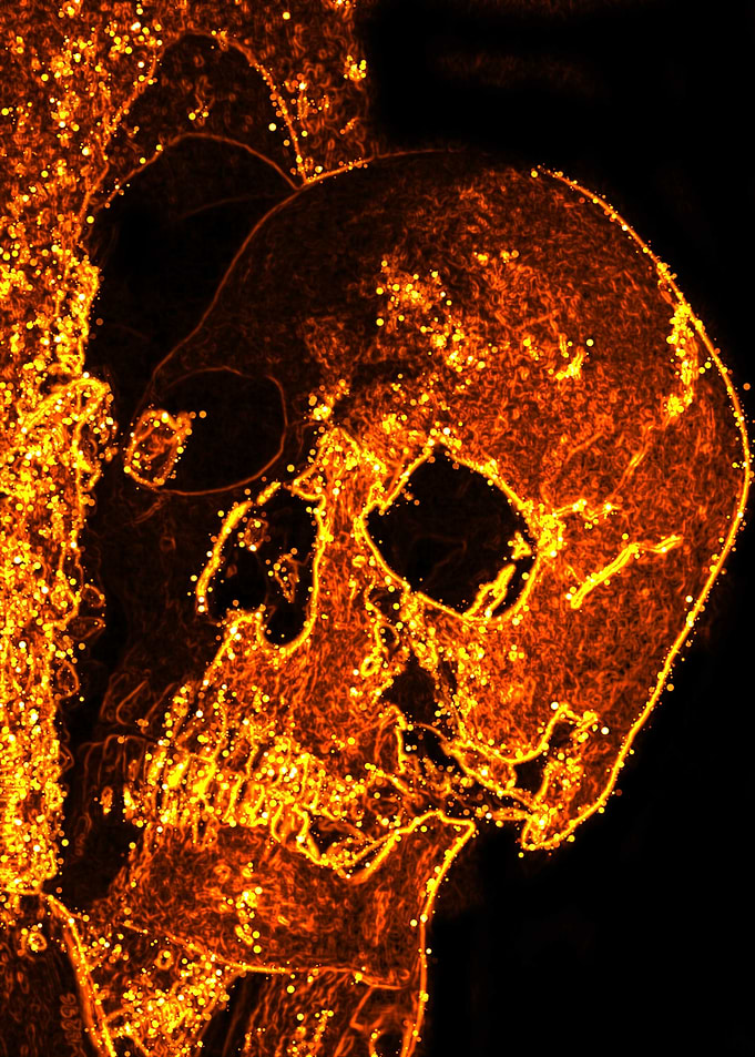 skull in dot fire