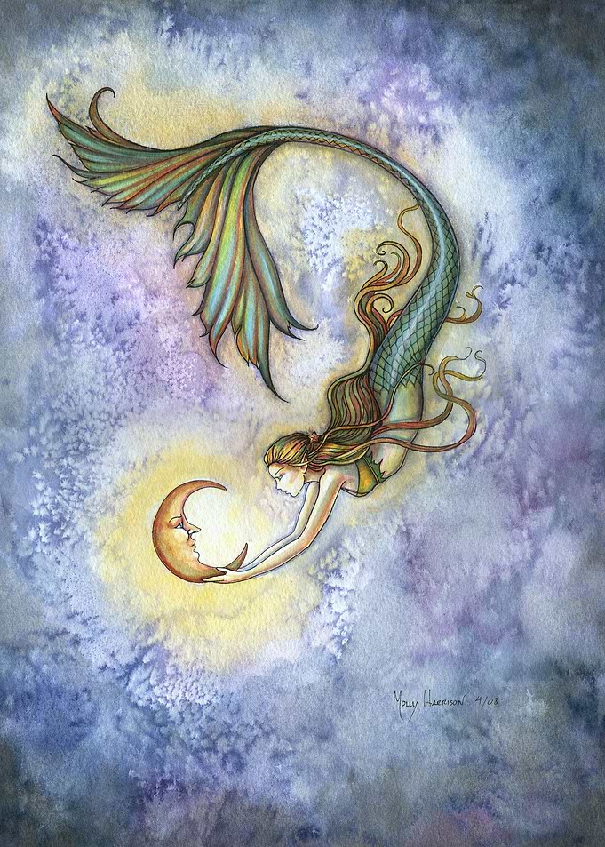 Deep Sea Moon Mermaid Art