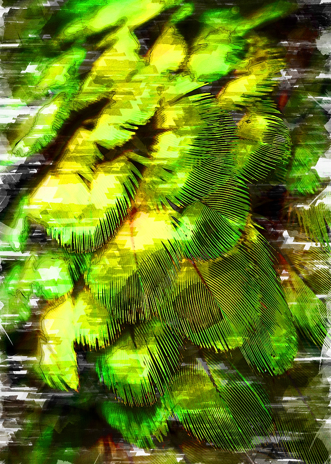 Green Feathers Abstract 4