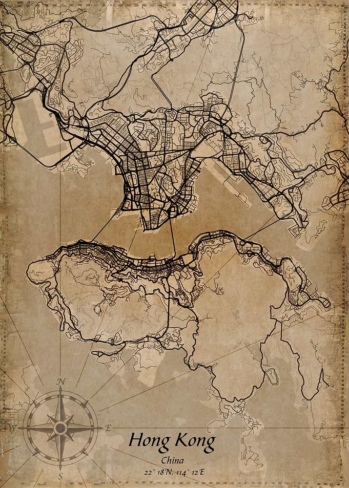 hong kong vintage map