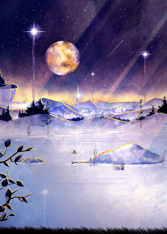 Moon Lake Watercolor