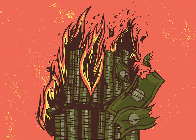 Money on fire