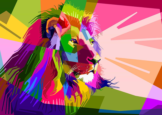 colorful lion abstract