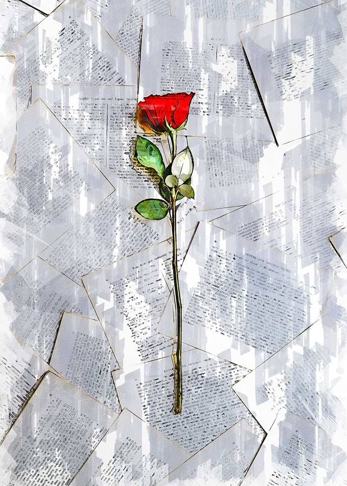 Rose On Book Pages