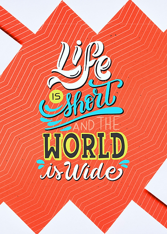 The colorful text artwork